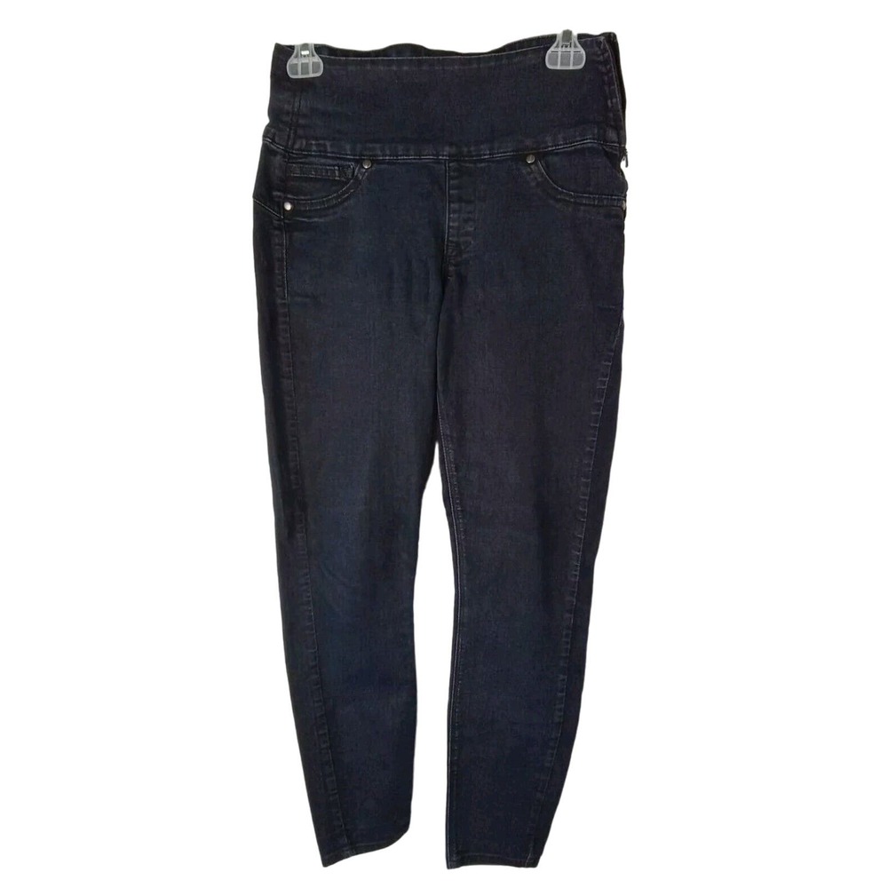 Spanx Womens Jeans M Skinny Zip Side Dark Blue 27.5" Inseam